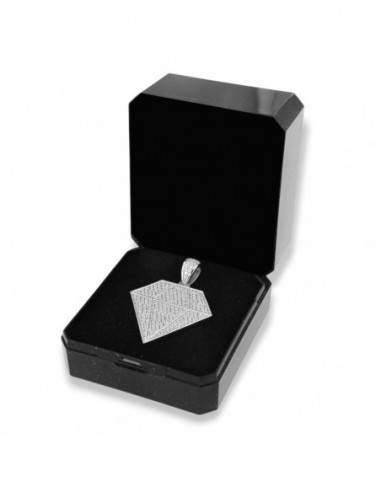 Ciondolo Argento Rodiato Sagoma Diamante Pavettato [597002ab]