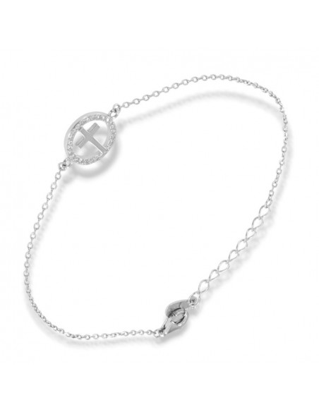 Bracciale Argento Rodiato Croce Zirconi Bianchi [f2f02fad]