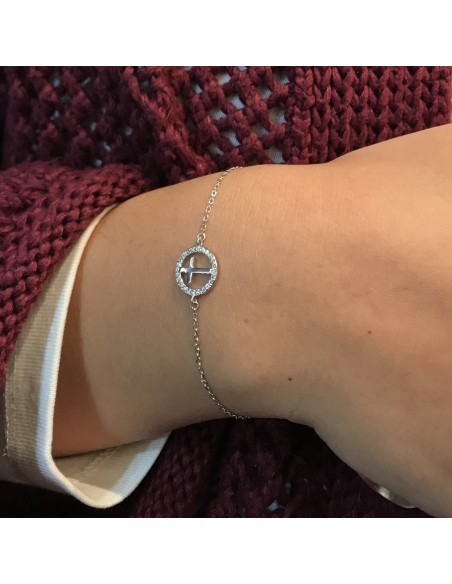 Bracciale Argento Rodiato Croce Zirconi Bianchi [cf41ac21]
