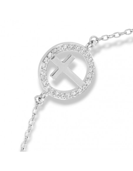 Bracciale Argento Rodiato Croce Zirconi Bianchi [785c6d25]