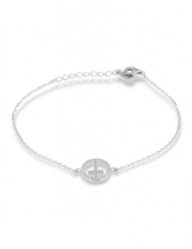 Bracciale Argento Rodiato Croce Zirconi Bianchi [7d0c2a3b]