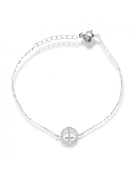 Bracciale Argento Rodiato Croce Zirconi Bianchi [ca11eb3f]