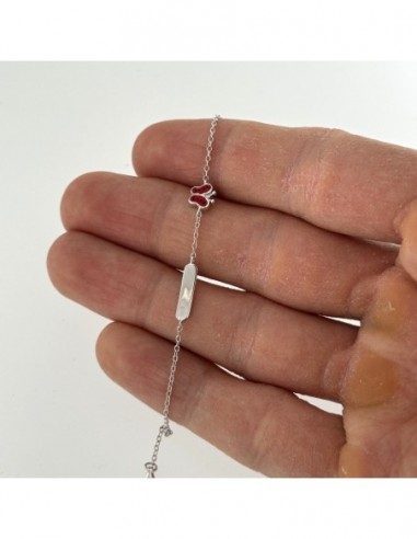 Bracciale Argento Rodiato Neonato Piastra Farfalla [9b9a5ddb]