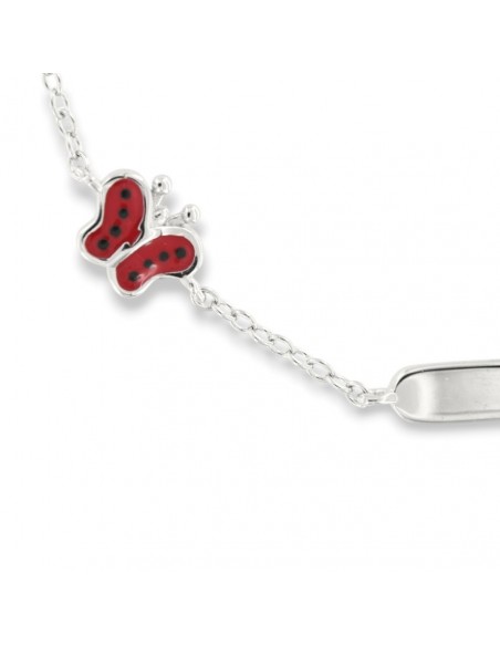 Bracciale Argento Rodiato Neonato Piastra Farfalla [2c879cdf]