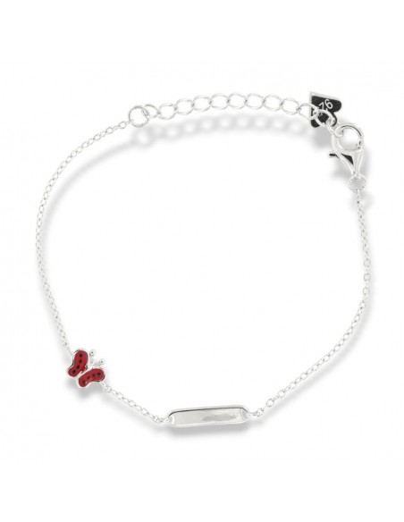 Bracciale Argento Rodiato Neonato Piastra Farfalla [9eca1ac5]