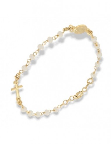 Bracciale Argento Dorato Rosario Sfere Bianche [db281881]