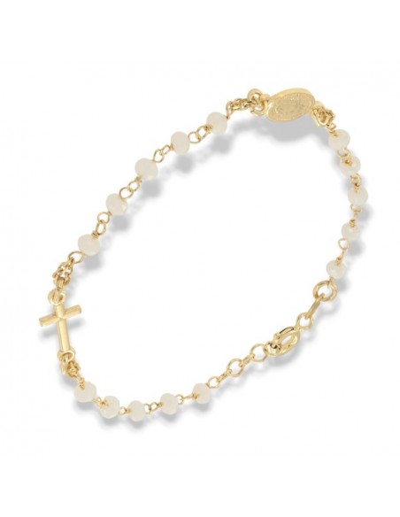 Bracciale Argento Dorato Rosario Sfere Bianche [db281881]