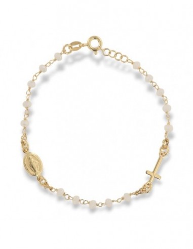 Bracciale Argento Dorato Rosario Sfere Bianche [5b5e3bcf]