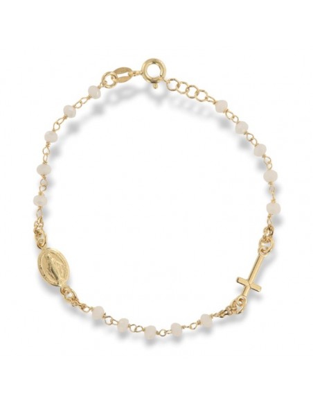 Bracciale Argento Dorato Rosario Sfere Bianche [5b5e3bcf]