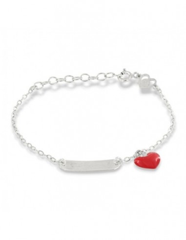 Bracciale Argento Rodiato Neonato Cuore Rosso Piastra Centrale [db316bbd]