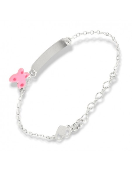 Bracciale Argento Rodiato Neonato Piastra Farfalla [63720d66]