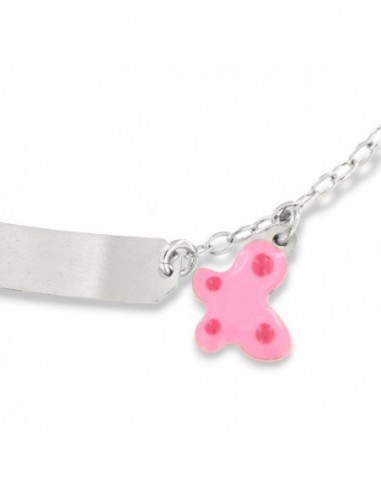 Bracciale Argento Rodiato Neonato Piastra Farfalla [a379340d]