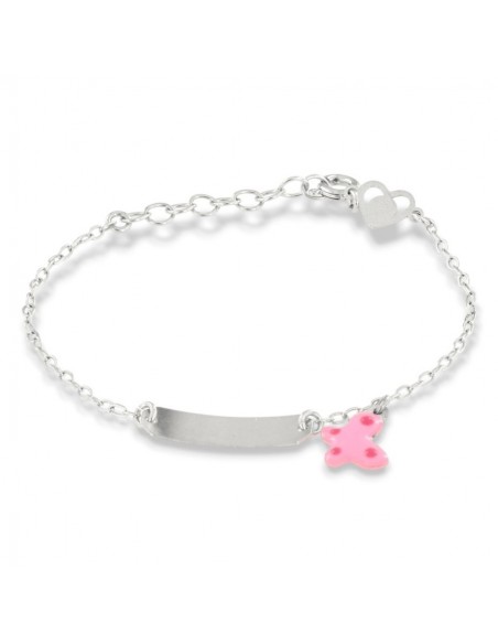 Bracciale Argento Rodiato Neonato Piastra Farfalla [a6297313]