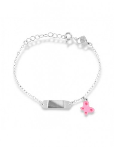 Bracciale Argento Rodiato Neonato Piastra Farfalla [1134b217]