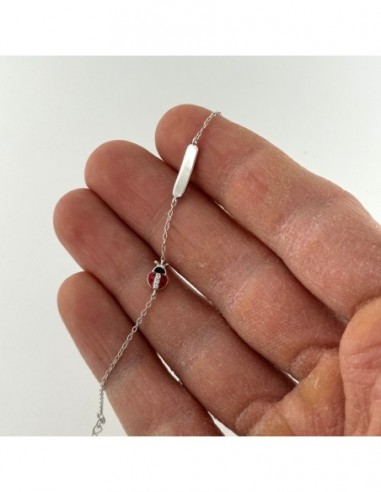 Bracciale Argento Rodiato Neonato Piastra Coccinella Zirconi Bianchi [93c82d08]