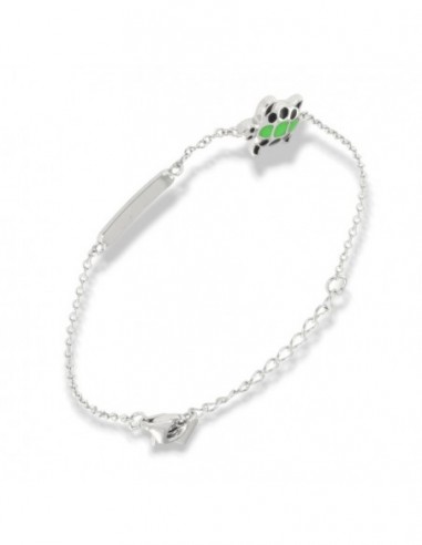 Bracciale Argento Rodiato Neonato Piastra Tartaruga [b043dd96]