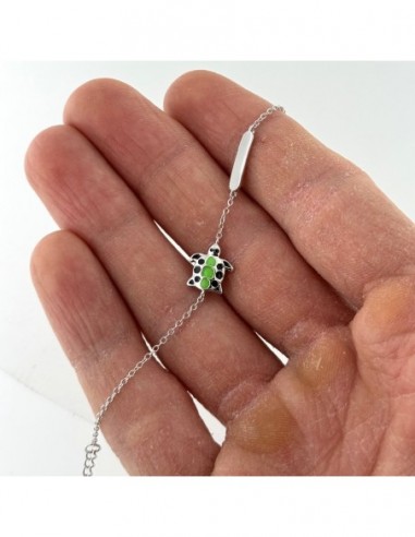 Bracciale Argento Rodiato Neonato Piastra Tartaruga [1c3685da]