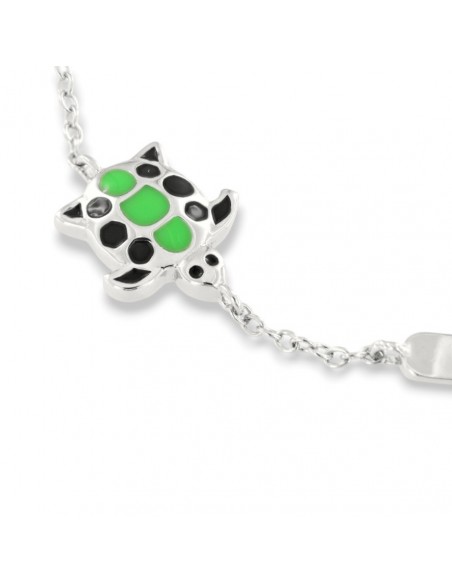 Bracciale Argento Rodiato Neonato Piastra Tartaruga [ab2b44de]