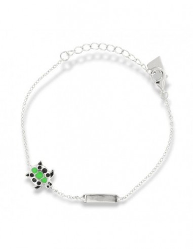 Bracciale Argento Rodiato Neonato Piastra Tartaruga [1966c2c4]