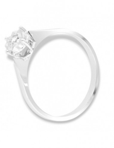 Anello Oro Bianco Solitario Illusion Diamante 0,03 Carati mis 2 [a9025bdf]