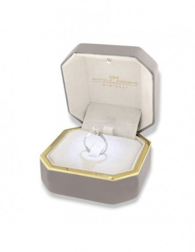 Anello Oro Bianco Solitario Illusion Diamante 0,03 Carati mis 2 [702418d2]
