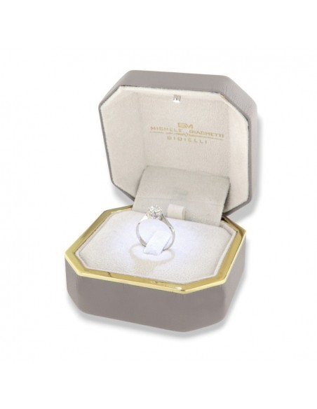 Anello Oro Bianco Solitario Illusion Diamante 0,03 Carati mis 2 [702418d2]