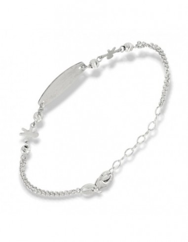 Bracciale Argento Rodiato Neonato Piastra Centrale [3db45eda]