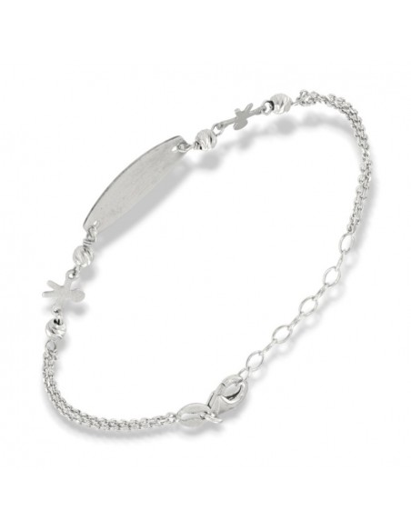 Bracciale Argento Rodiato Neonato Piastra Centrale [3db45eda]