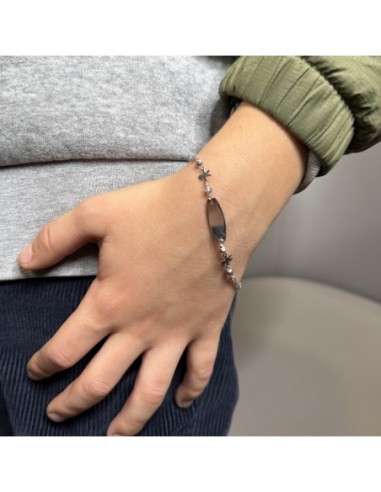 Bracciale Argento Rodiato Neonato Piastra Centrale [9cfe6dc7]