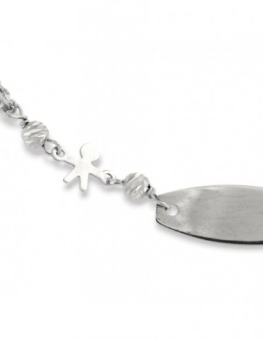 Bracciale Argento Rodiato Neonato Piastra Centrale [2be3acc3]