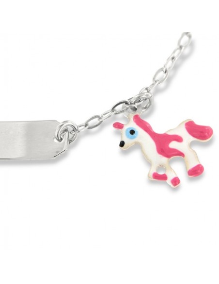 Bracciale Argento Rodiato Neonato Piastra Unicorno [22de2ddc]