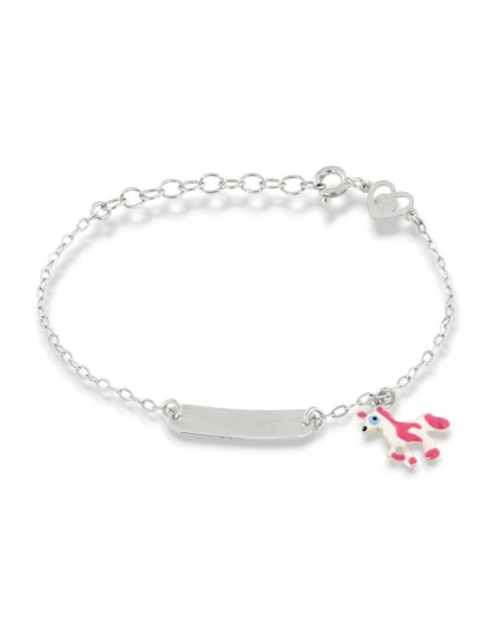 Bracciale Argento Rodiato Neonato Piastra Unicorno [278e6ac2]