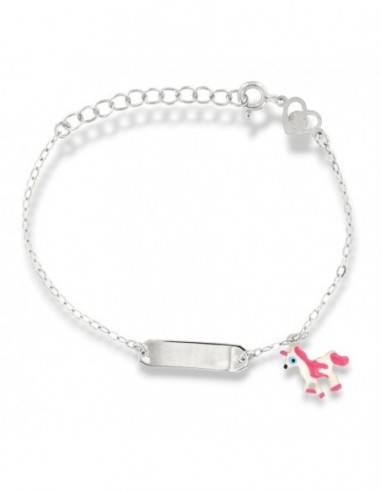 Bracciale Argento Rodiato Neonato Piastra Unicorno [9093abc6]