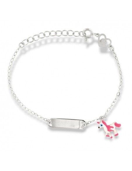 Bracciale Argento Rodiato Neonato Piastra Unicorno [9093abc6]