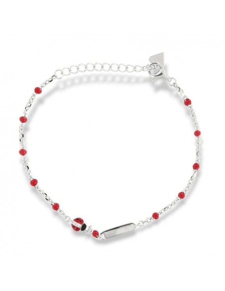 Bracciale Argento Rodiato Neonato Sfere Rosse Coccinelle [0b8d11c0]