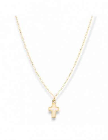 Collana Oro Giallo Croce Madreperla Bianca [8a3b89ae]