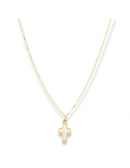 Collana Oro Giallo Croce Madreperla Bianca [8a3b89ae]