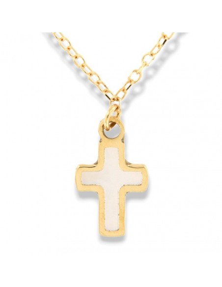 Collana Oro Giallo Croce Madreperla Bianca [17185777]