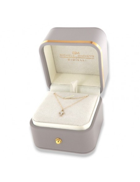 Collana Oro Giallo Croce Madreperla Bianca [a555d16d]