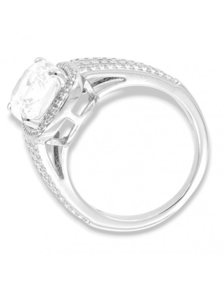 Anello Argento Rodiato Principessa Bianca 12x8MM [acb01010]