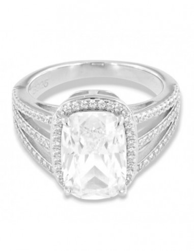 Anello Argento Rodiato Principessa Bianca 12x8MM [7596531d]