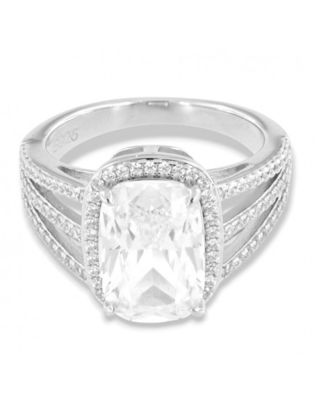 Anello Argento Rodiato Principessa Bianca 12x8MM [7596531d]