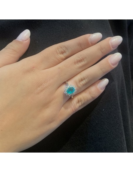 Anello Argento Rodiato Principessa Verde 8x6MM [261effdc]