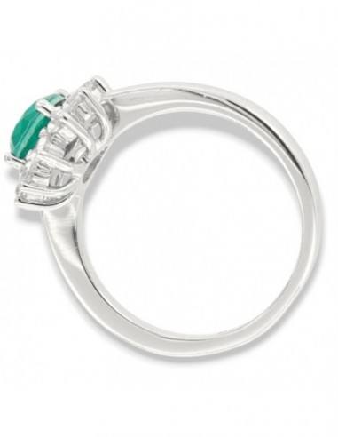 Anello Argento Rodiato Principessa Verde 8x6MM [234eb8c2]