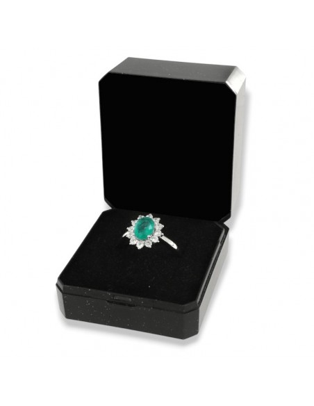 Anello Argento Rodiato Principessa Verde 8x6MM [4d753acb]