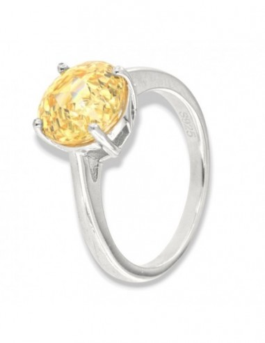 Anello Argento Rodiato Zircone Giallo [a390d87d]