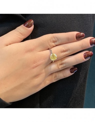 Anello Argento Rodiato Zircone Giallo [04c39905]