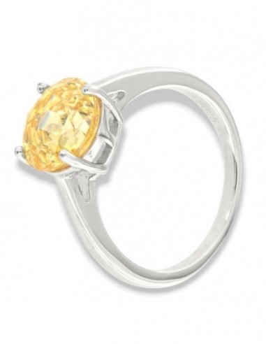 Anello Argento Rodiato Zircone Giallo [b68e1f1f]