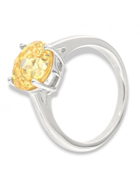 Anello Argento Rodiato Zircone Giallo [b68e1f1f]