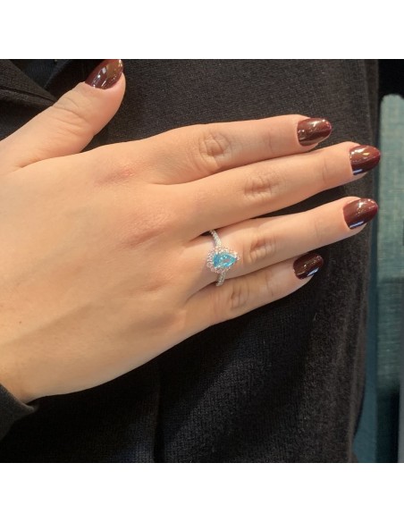 Anello Argento Rodiato Principessa Celeste Goccia Corona Zirconi Rosa [a1b227dd]